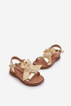Children's Sandals With Bow and Velcro Golden Joratia