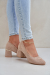 Suede Heels On A Block Dark Beige Zelfitis