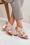 Embellished sandals on a heel beige Delariona