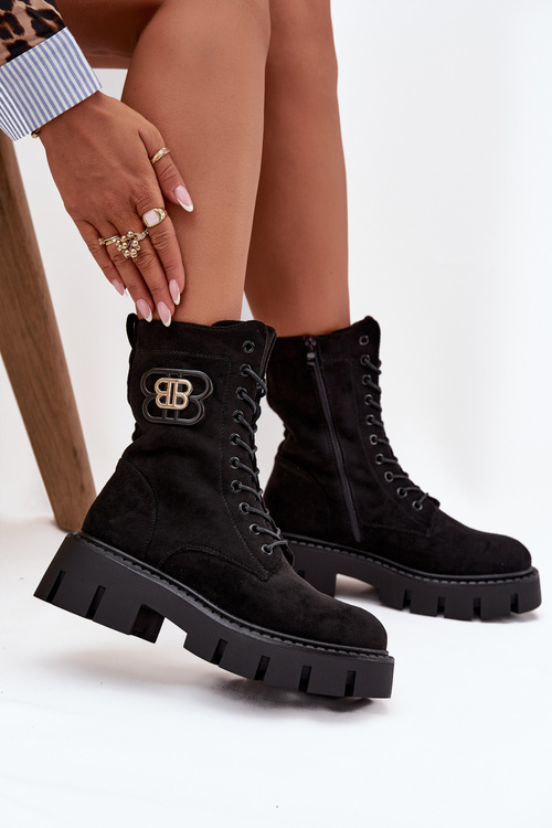 Insulated work boots women's with decoration black Melisse