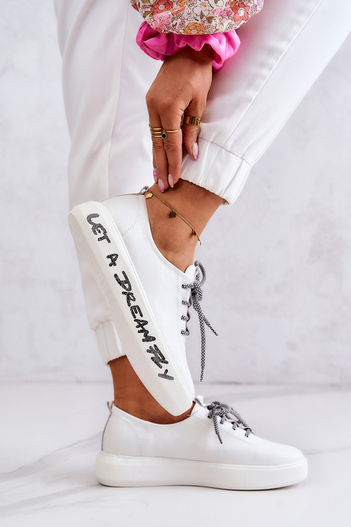 Women's Leather Sneakers On The Platform White Marien