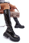 Patent Leather Boots On Massive Platform With Zip Black Ringo 