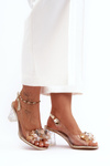 Heeled Decorated Sandals Gold  SBarski MR1037-16 