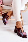 Leather Mosaic Shoes With Decoration Burgundy Delaver