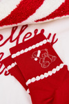 Women's Christmas Socks Bear in Santa Hat Red