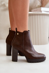 Women's Winter Boots with High Heel Zipper Closure Dark Brown Bioria