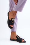 Elegant Shiny Women's Slippers with Ornament S.Barski KV27-032 Black