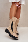 Suede Insulated Boots On Flat Heel Light Beige Palimra