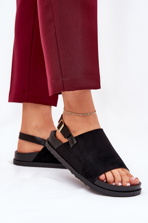 Women's Sandals Made Of Eco Suede On Platform Black Migola