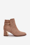 Women's Ankle Boots with Heel Zipper Closure Eco Suede Dark Beige Bonucci
