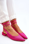 Tied Ballerinas With Rhinestones Fuchsia Mavis