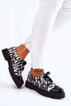 Lacquered Lace-Up Shoes Laura Messi 2441 Black and white