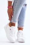 Leather Lace Up Platform Sports Shoes White Merida