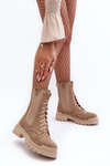Women's Suede Ankle Boots Lace-Up Beige Nicole 2836