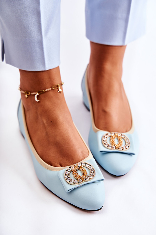 Baleriny Skórzane Damskie Ozdoba Niebieskie Joliet