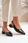 Lacquered Ballerinas On Low Heel With Pointed Toes Black Anarinne