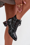 Patent Leather Women's Ankle Boots Made of Genuine Leather with Crystals Artiker 57C0132 Gray