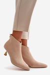 Women's Stiletto Heeled Eco Suede Beige Boots Terlena