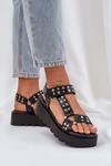 Embellished platform sandals black Tatellia