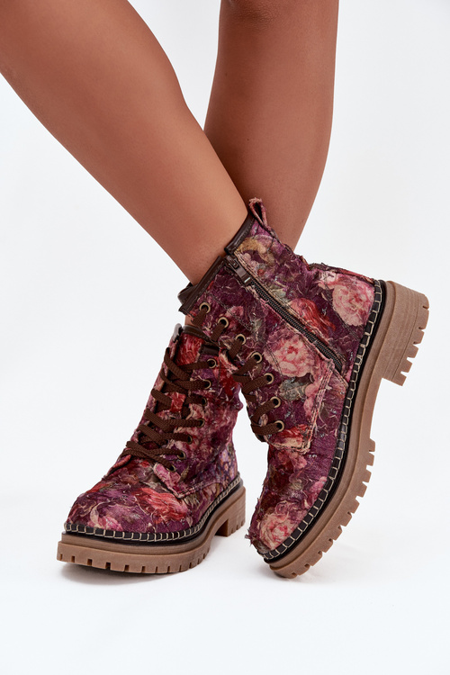 Patterned Women's Boots Lined Artiker 57C1055 Bordeaux