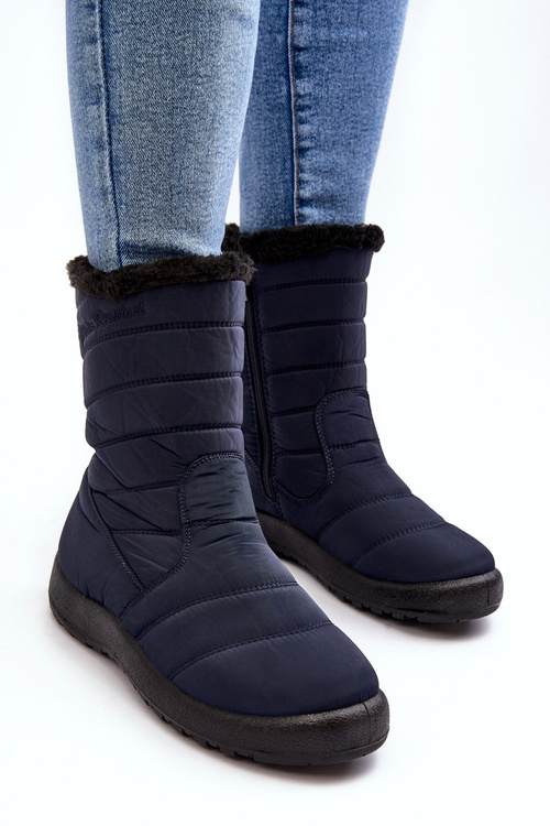 Women's High Padded Snow Boots Navy Luxina