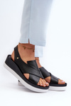 Zazoo 40256 Leather Wedge Sandals Black