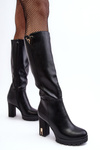 Women's Knee-High Boots On Heel Black Ceesina