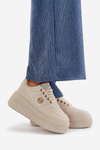 Damskie Buty Sportowe Sneakersy Masywna Podeszwa Beżowe Verissha