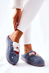 Christmas slippers Santa Claus and Reindeer Grey