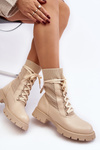 Women's lace-up ankle boots with sock in light beige Gentiana