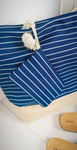 Beach Large Navy Blue Handbag Bag Bag Women's Stripes
