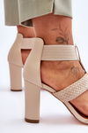 Leather Sandals High Heel Boots Beige Marren