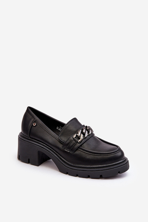 Women's Leather Low Heel Shoes Black Blimma