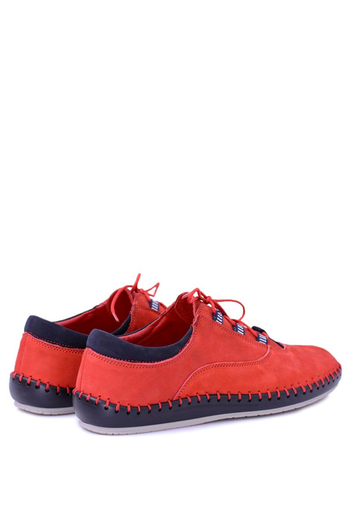 Men's Leather Casual Red Bill Half Shoes