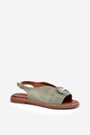 Flat Sandals With Decoration Green Haliones