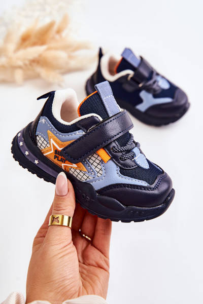 Buty Sportowe Dziecięce Lekkie Rzep Granatowe Mobby