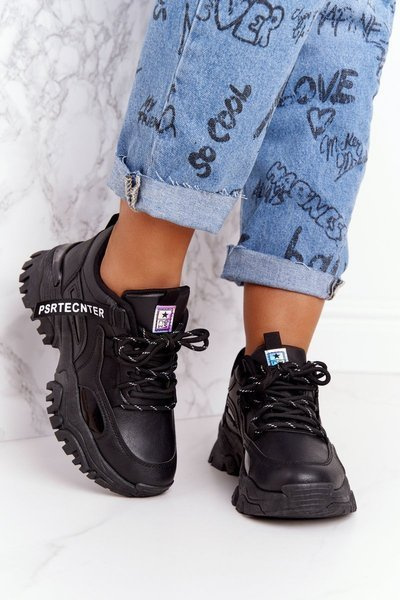 Women's Sneakers On A Chunky Sole Black Laugh