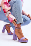 Fashionable Suede Square Heel Sandals Violet Merila