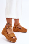 Women's Suede Wedge Sandals Camel Lydia