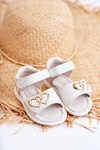 Leather Children's Sandals With Velcro White Catia