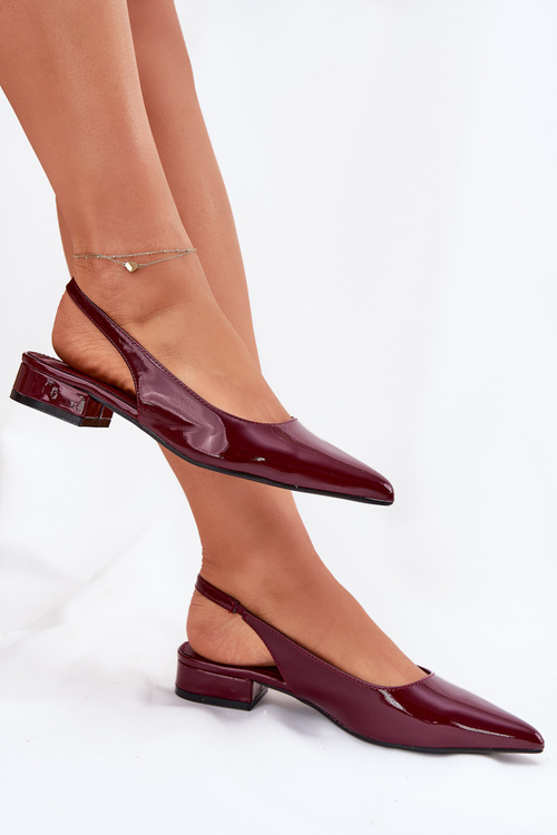 Lacquered Ballerinas On Low Heel Burgundy Testori