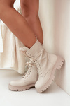 Insulated ankle boots workers with decoration beige Kelilea