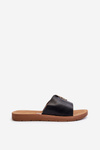 Women's flat sole sandals with eco leather decoration Black Makia