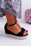 Women's Platform Heel Sandals Suede Black Delima
