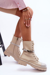 Women's Embellished Leather Boots Workery Beige Totah 