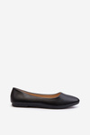 Women's Black Eco Leather Ballerina Flats Tindomiel