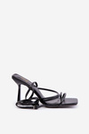 Stylish High Heel Sandals With Straps Black Saredi