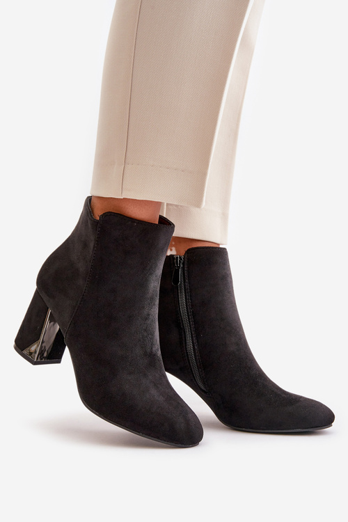 Insulated Ankle Boots With Block Heel And Mirror Element Black Silvare