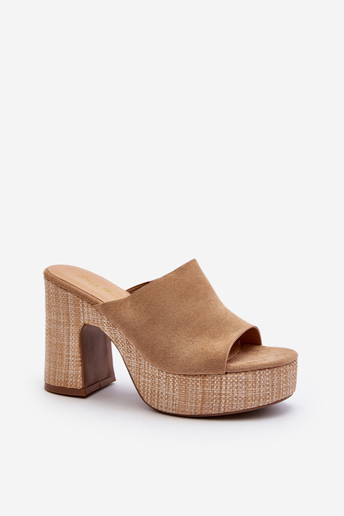 Women's Mules with High Heel Platform Brown Siobhan