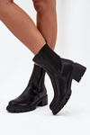 Women's Block Heeled Eco Leather Boots Black Kyra